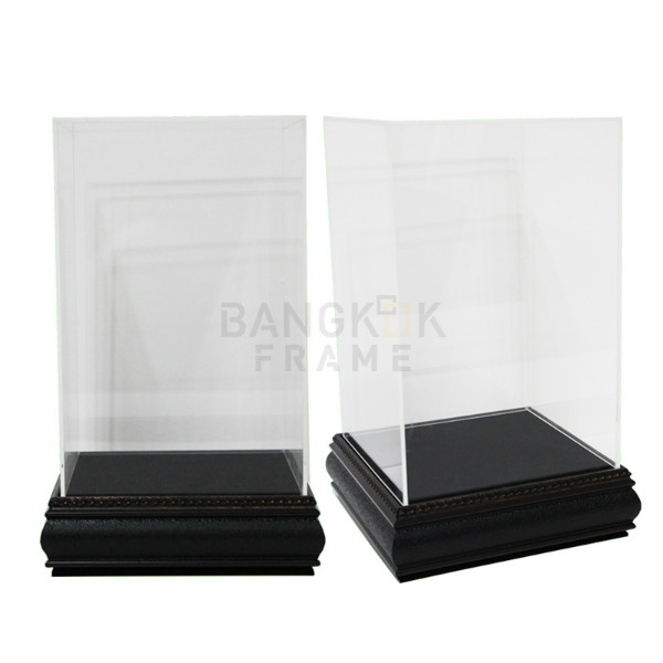 กรอบกล่องใสโชว์สินค้าฐานไม้